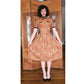 Vintage 50s Orange Paisley Print Midi Dress Carole King Junior Fashions / XS