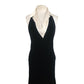 Vintage 1990s Ralph Lauren Evening Dress Black Velvet Halter Top Cream Silk Collar