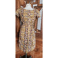 Vintage 1950s Day Dress Yellow Cotton Print Paisley Shirtdress Short Sleeve / M