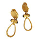Vintage Gold and Black Teardrop Clip-On Earrings 80s 90s Etruscan Revival