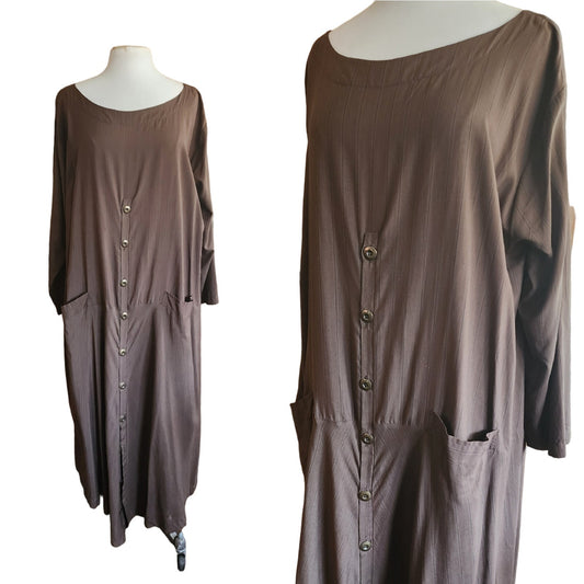 Vintage 2000s J Morgan Puett Dress in Brown Striped Silk
