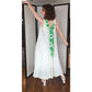 Vintage 70s Tiki Dress Maxi Green White by The Grass Shack