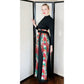 Vintage 70s Black Maxi Dress Colorful Skirt Embroidery Cleopatra Broumand AS IS