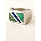 VTG Mens Inlay Ring Sterling Silver Mexico Malachite Lapis Lazuli Eagle Mexico 10.25