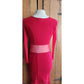 Vintage 90s Red Party Dress Long Bodycon Sheer Panels / Halla / S