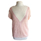 Vintage 80s Pink Knit Top White Angora Short Sleeves Signatures