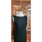 Vintage 1990s Minimalist Dress Black Raw Silk Sleeveless Shift Midi Small