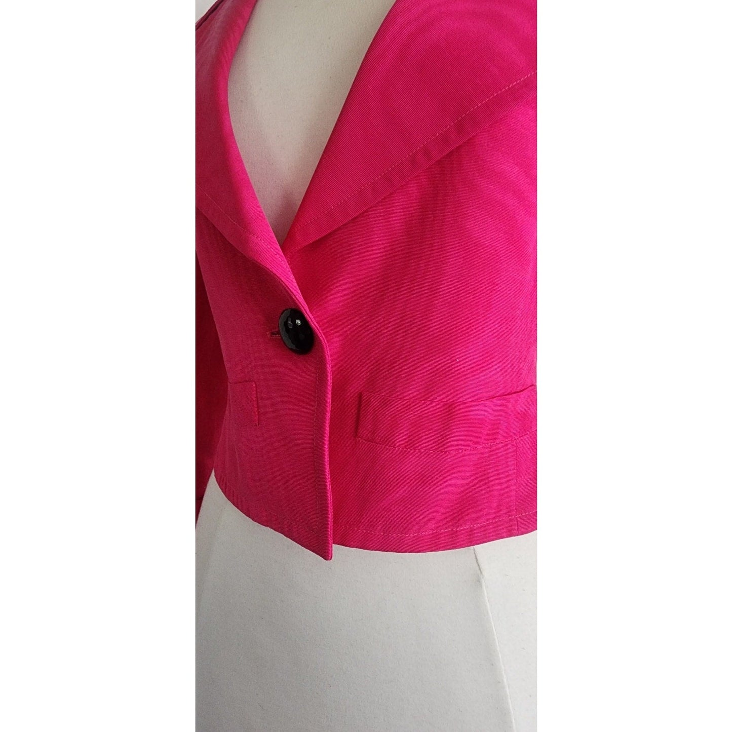 Vintage 1990s YSL Saint Laurent Blazer Pink Fuschia Silk Rive Gauche