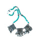 Vintage Tibetan Nepali Bib Necklace Dyed Agate Blue Beads Sterling Silver Clasp
