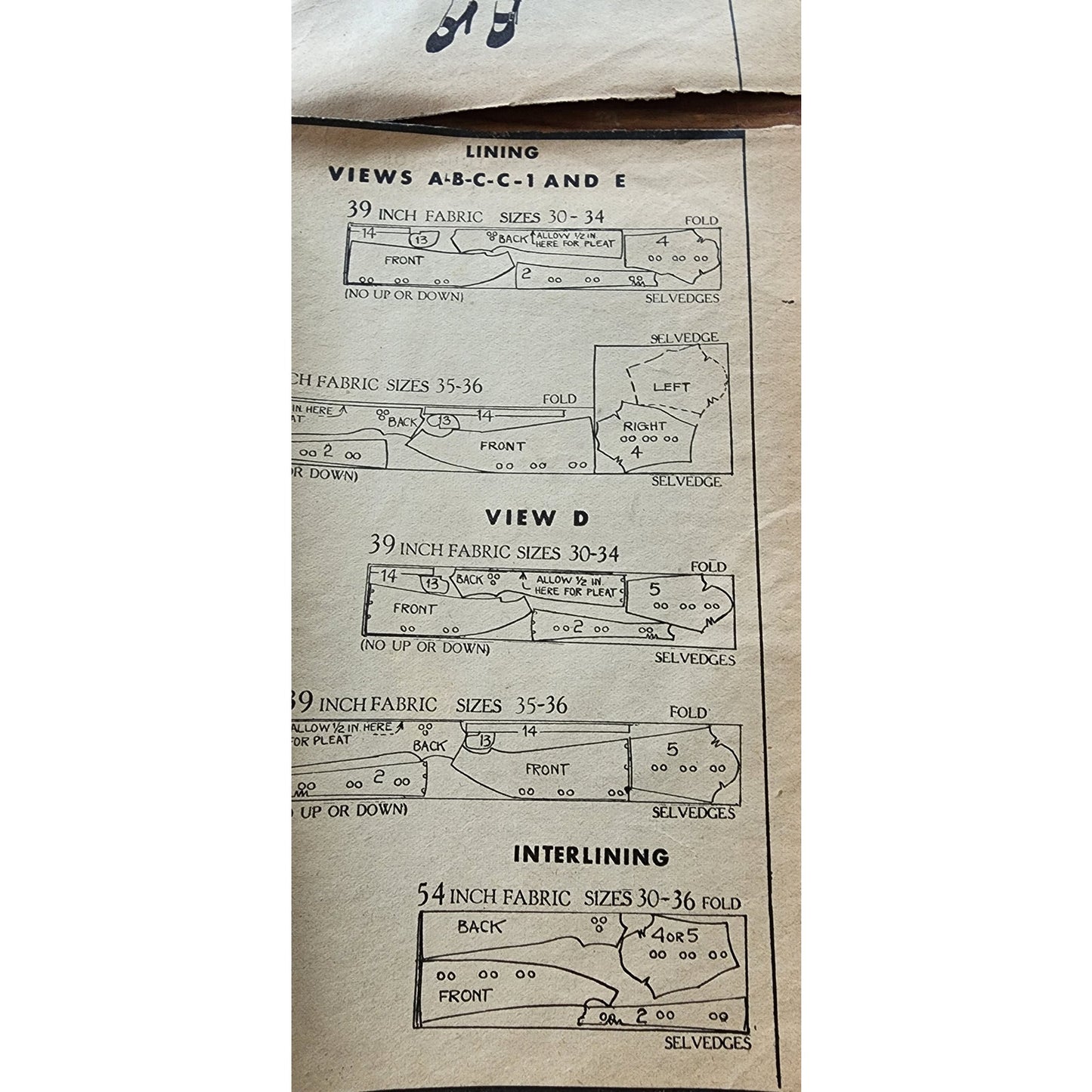 Vintage 30s Sewing Pattern of Fitted Coat w/Collar Butterick 7097 Size 33 Bust