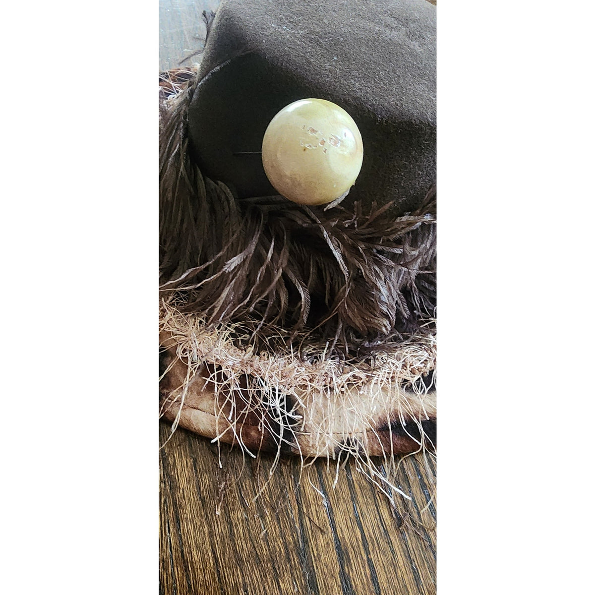 Vintage Y2K Oversized Hat Wide Brim Animal Print Feathers Handmade Chapeau Puccio