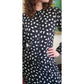 Vintage 1979 Yves Saint Laurent Skirt Suit Heart Print Silk Black White / S