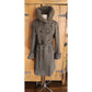 Vintage Y2K Houndstooth Coat Gray Herringbone Wool Large Collar Ellen Tracy / M
