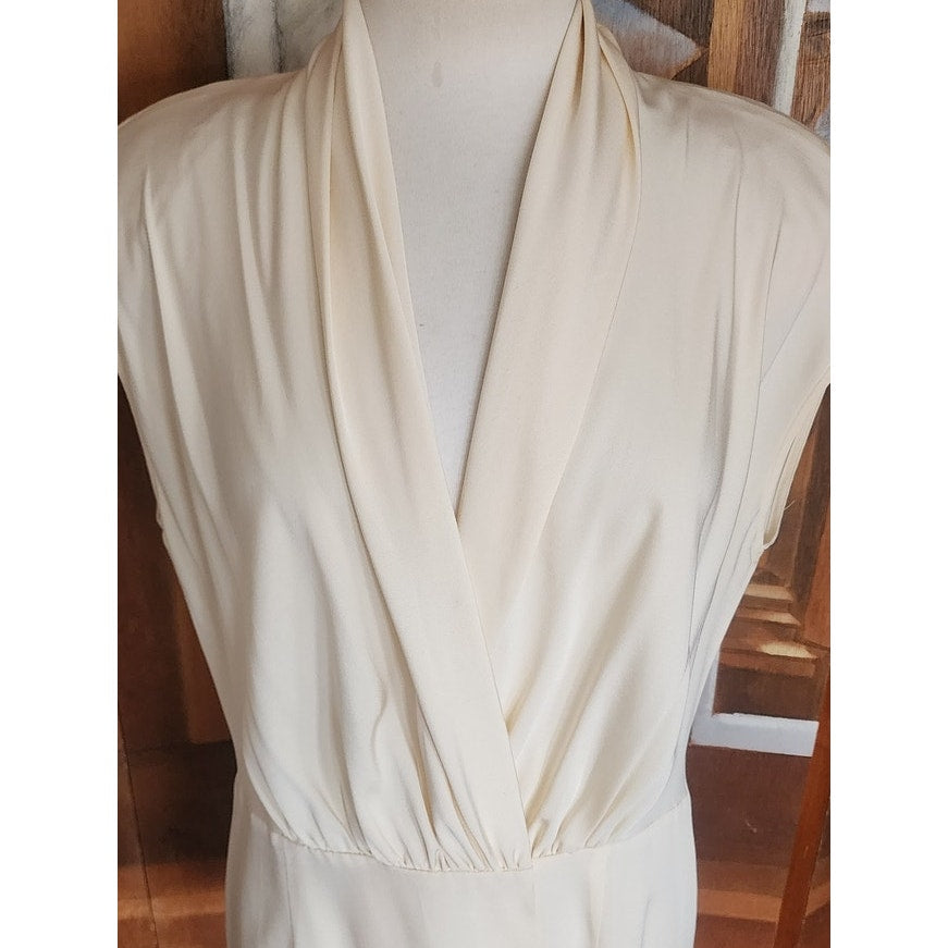 Vintage 80s Anne Klein II Silk Wrap Blouse Cream Silk / M - L