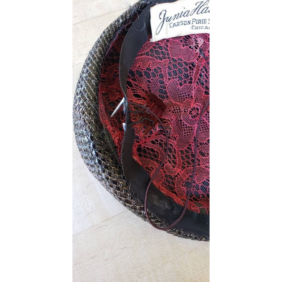 Vintage 1950s Miniature Hat Sculpted Avant Garde Mod Beanie Modernist Straw Junia Carson Pirie Scott Chicago