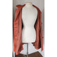 Vintage 70s Brown Leather Coat Hip Length Double Breasted / L