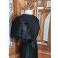 Vintage 1980s Bill Blass Party Dress Black Organza Puffy Sleeve Belted Medium