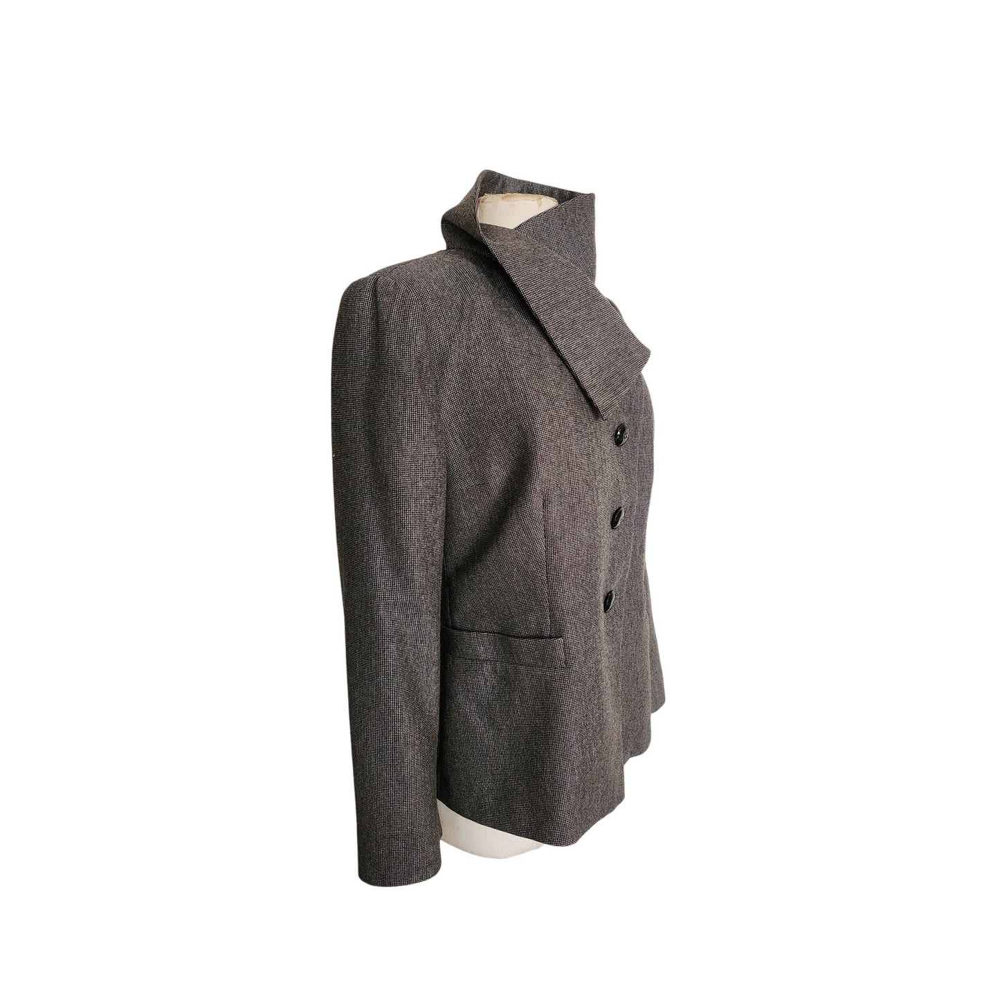 2010 Armani Collezioni Blazer Gray Microgrid Wool High Collar / L