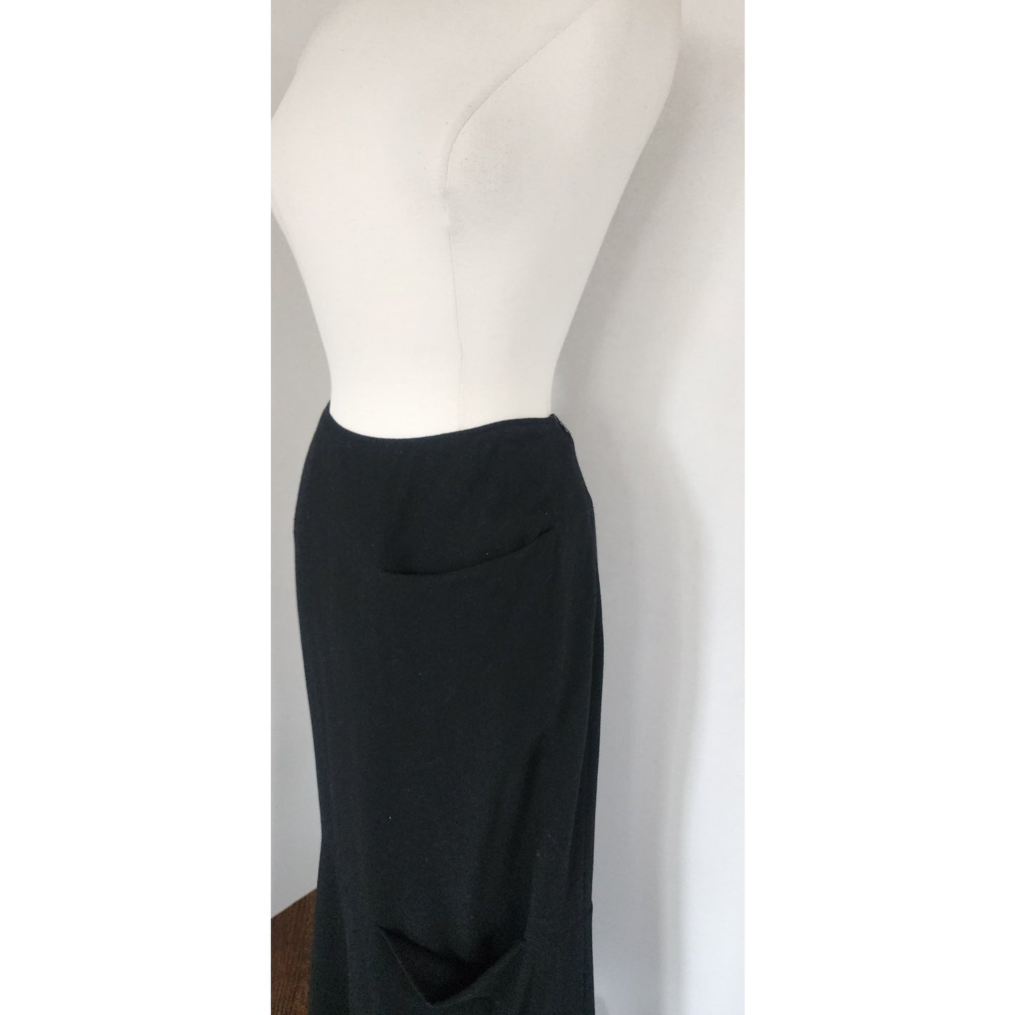 Vintage 90s Black Skirt Avant Garde Pockets by Lilith France