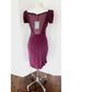 Vintage 2000s Zac Posen Dress Plum Purple with Side Waterfall Scarf NWT