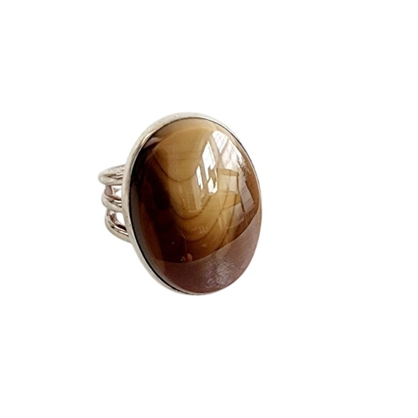 Vintage Large Topaz Ring Sterling Silver Band Size 8