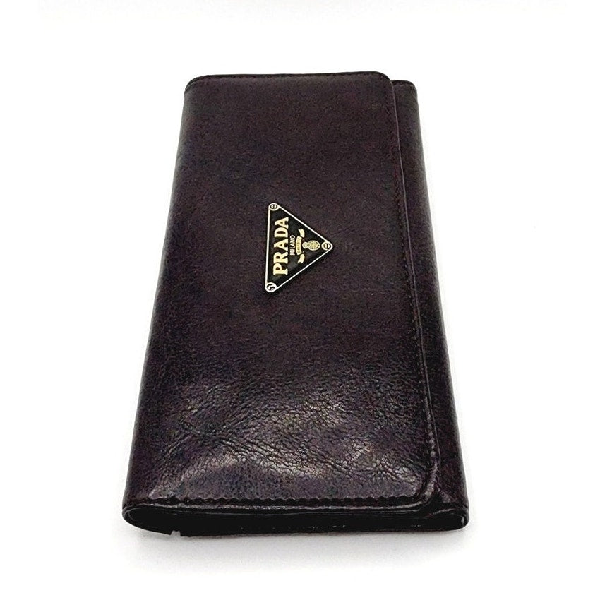 Vintage 90s Prada Clutch Wallet Leather Trifold Pocketbook
