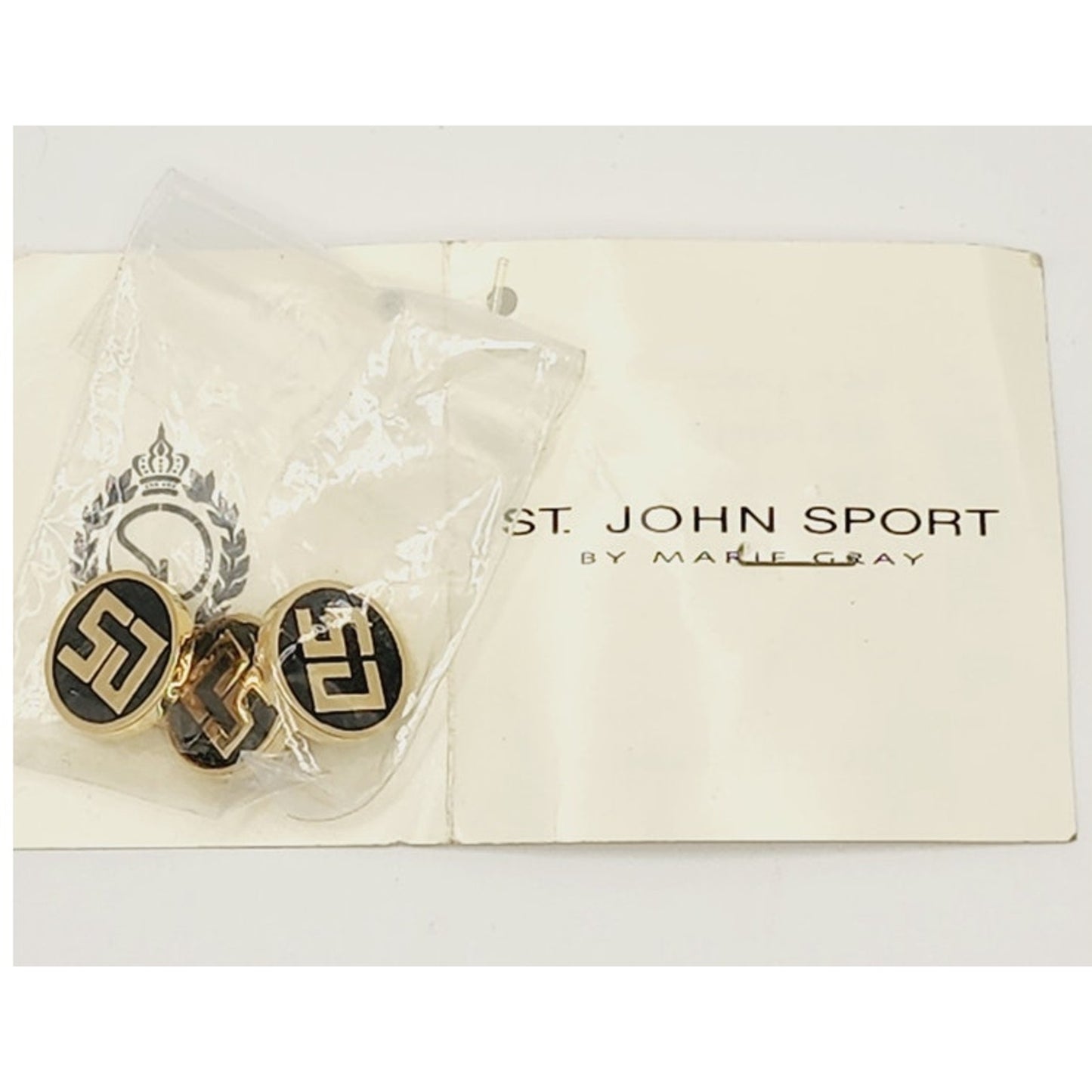 Vintage St John Sport Buttons Gold & Black /NEW IN BAG deadstock