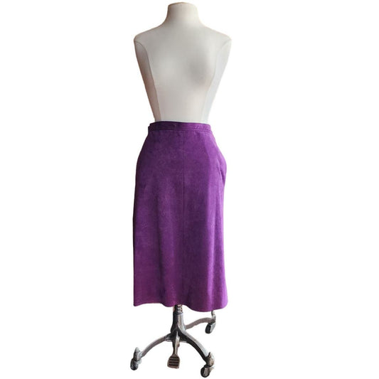 Vintage 70s Purple Skirt Ultrasuede Midi Skirt