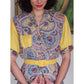 40s Saybury Paisley Rayon 2 Pc Dress &amp; Jacket Set with Yellow Sleeves &amp; Belt