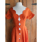 Vintage 50s Orange Duster / Split Front Vest Scallop Edging