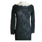 Vintage 1990s Calvin Klein Dress Black Lace Scalloped Boat Neck Long Sleeve Sz 8