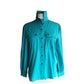 Vintage 70s Diane Von Furstenberg Shirt Blue Green Snap Front