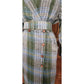 Vintage 1980s Thierry Mugler Dress Plaid Linen w/ Fringe Wrap Style Midi