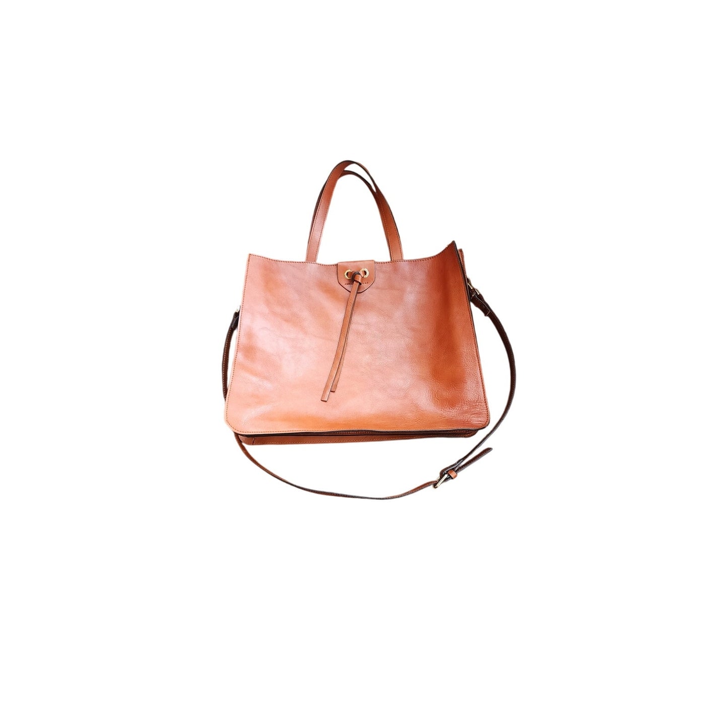 Vintage Alberto Bellucci Italian Leather Tote Messenger Tote Bag Brown Tan