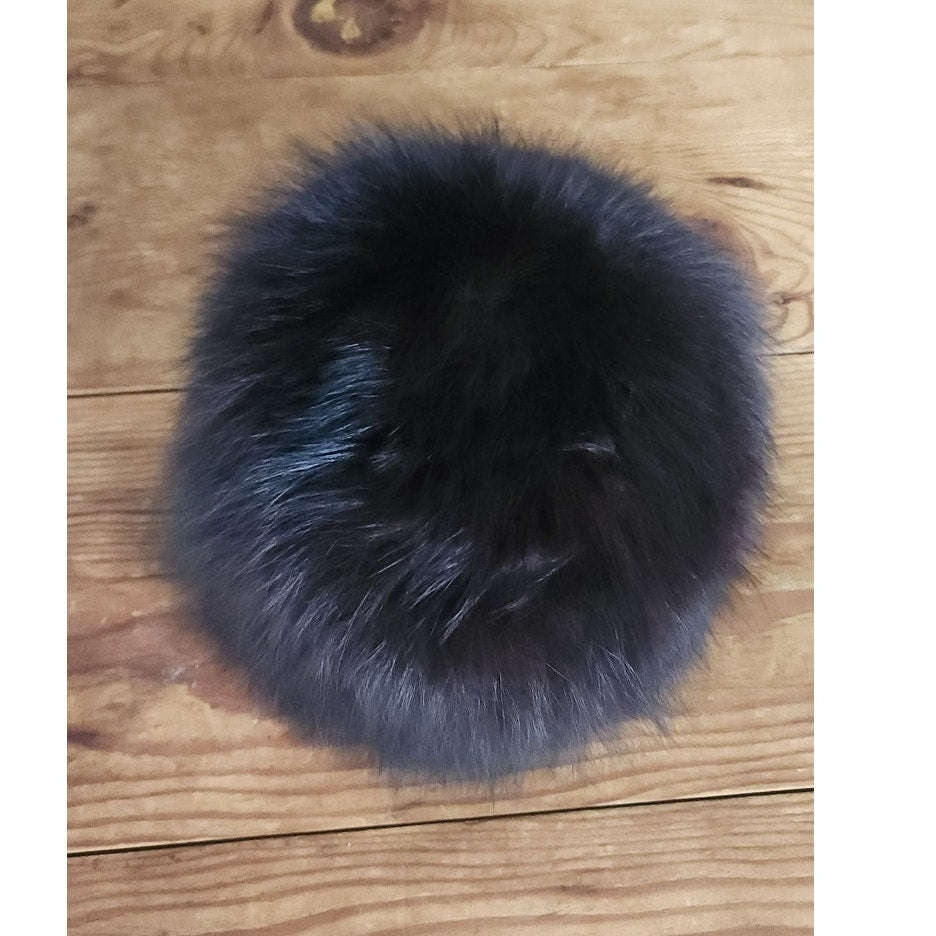 Vintage 1960s Fur Hat Black Fox Tam Beret Marshall Fields