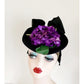 Vintage 30s Saucer Top Hat Purple Flowers New York Creation