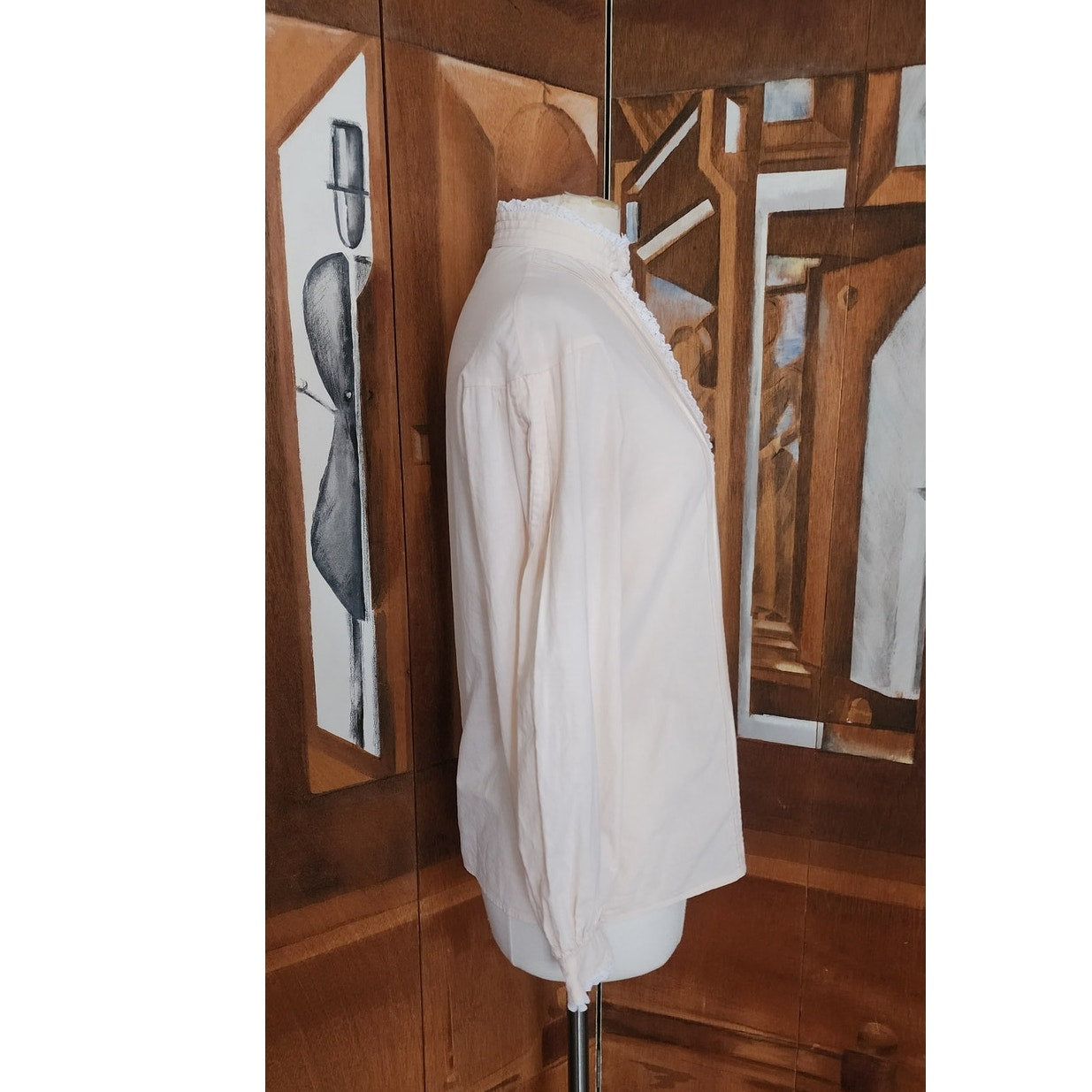 Vintage 80s Laura Ashley Cream Cotton Victorian Revival Blouse