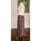 Vintage Folk Costume Apron Skirt Tapestry Weave Style Red Blue Patchwork