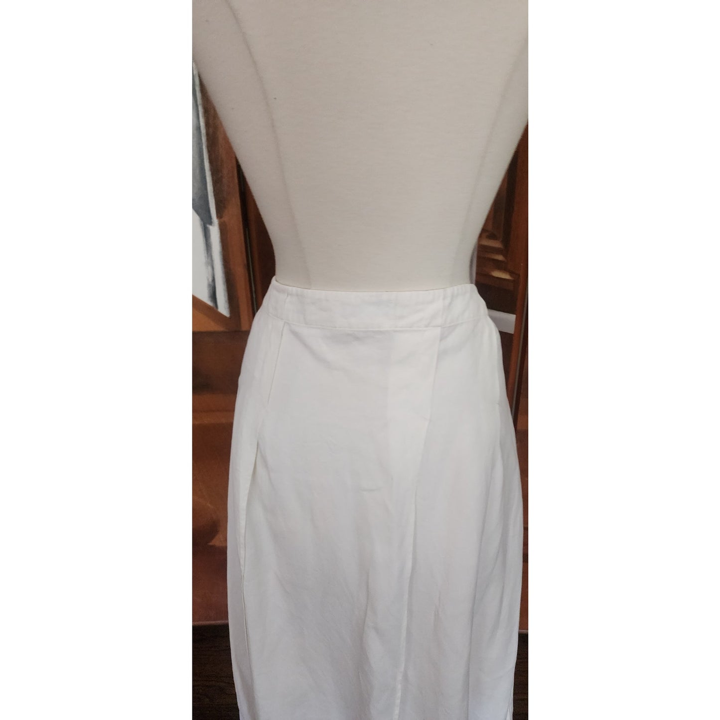 Vintage JIL SANDER Midi Skirt Paneled White Linen A Line w/Panels / Large