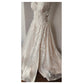 Casablanca Bridal Wedding Dress 2455 Mae Strapless Floral Lace Ivory w/Long Sheer Train Skirt NWT