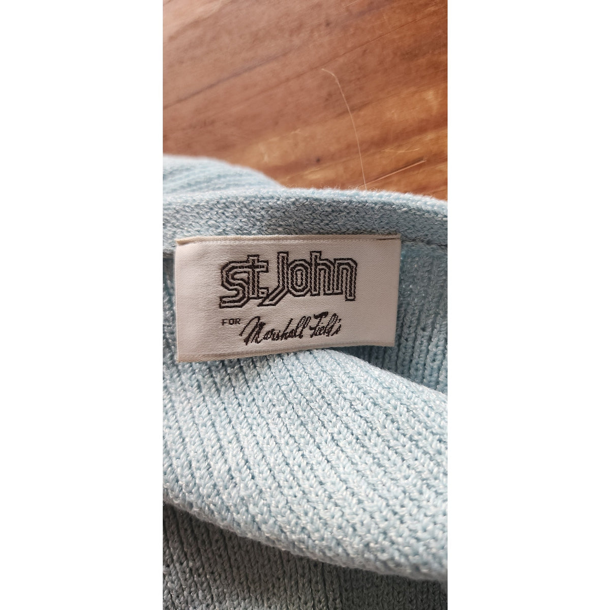 Vintage 70s St John Santana Knit Suit Baby Blue w/Blouse RARE