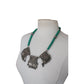 Vintage Tibetan Nepali Bib Necklace Dyed Agate Blue Beads Sterling Silver Clasp