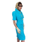 Vintage 90s Christian Lacroix Skirt Suit Turquoise Blue + Gold Buttons / M