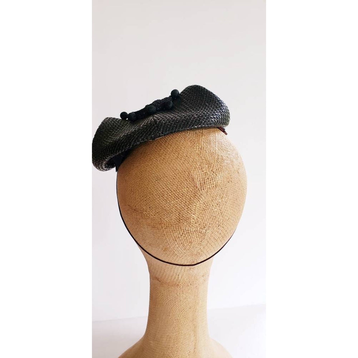 Vintage 1950s Miniature Hat Sculpted Avant Garde Mod Beanie Modernist Straw Junia Carson Pirie Scott Chicago