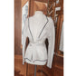 Vintage 1990s Sheer White Blazer w/Black Trim Sash Tie Belt