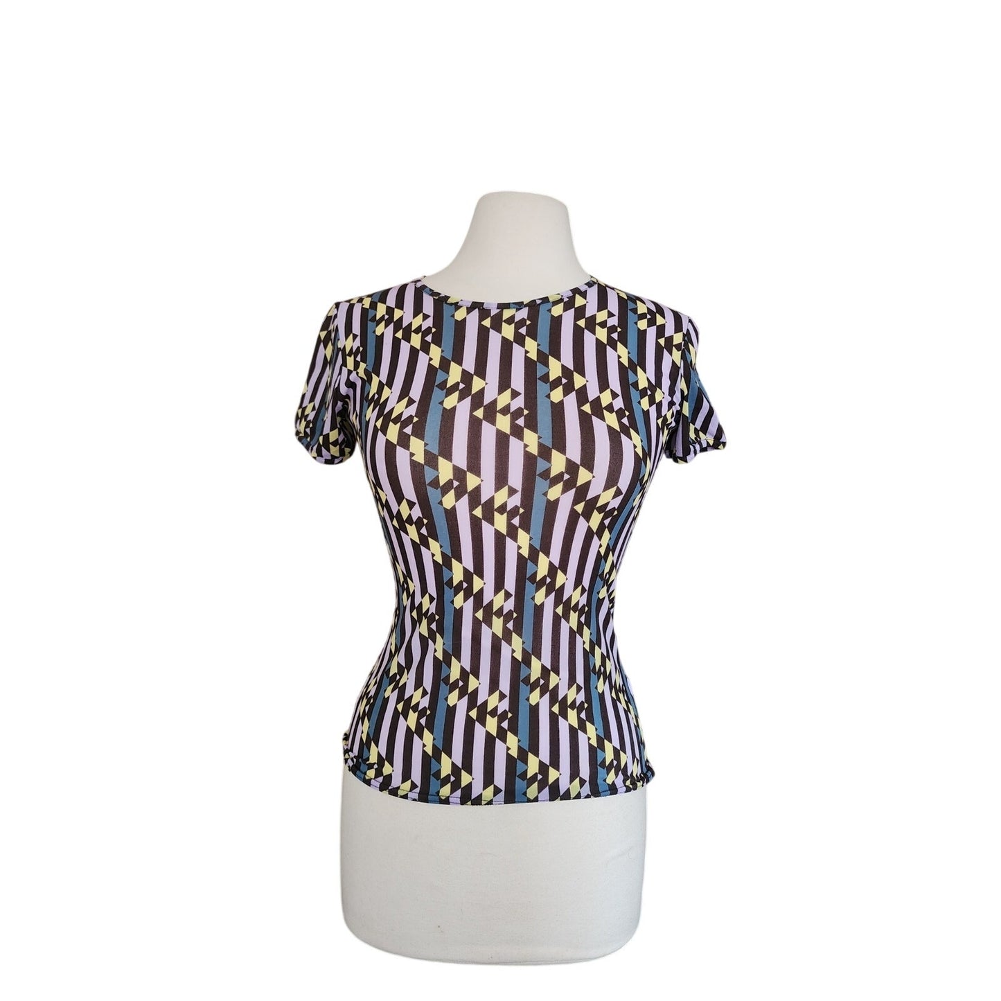 Vintage 90s FENDI Top FF Logo Print  Zucchino Stretchy T Shirt / 42