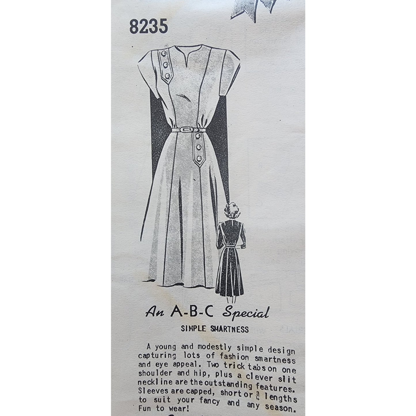 VTG 40s Dress ORIGINAL Sewing Pattern Uncut Chicago Daily Times Marian Martin 8335  Mail Order