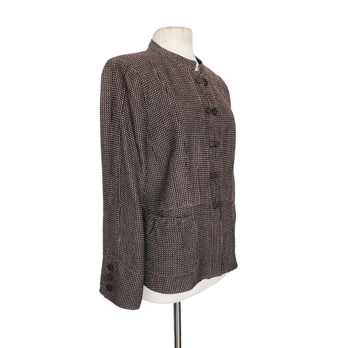 ARMANI COLLEZIONI 2008 Blazer in Brown and Cream Check Wool Jacket / L
