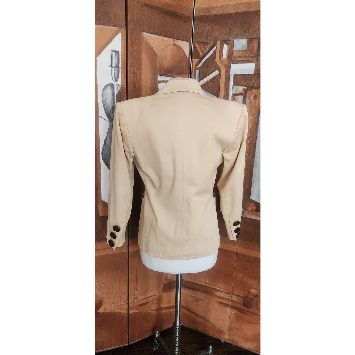 Vintage 80s YVES SAINT LAURENT Beige Blazer Single Button Jacket