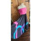 Vintage 80s Circle Skirt Multicolored Cotton Applique Converts to Strapless Dress Opus 1